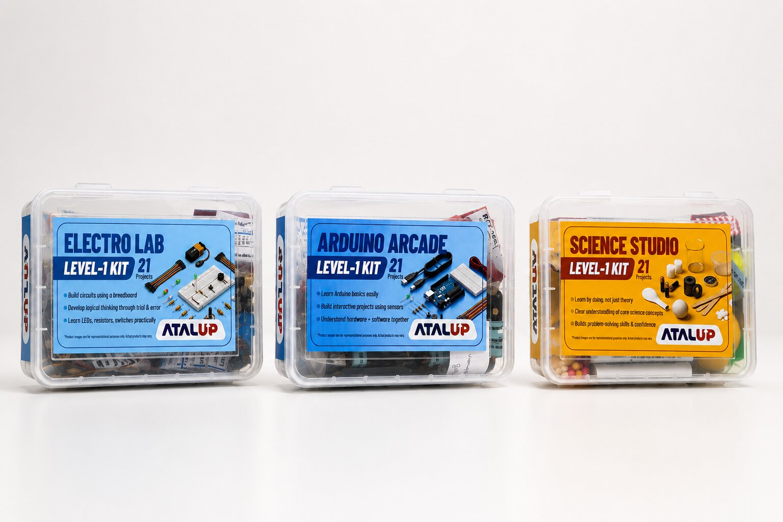 ATALUP STEM kits: Electro Lab, Arduino Arcade and Science Studio