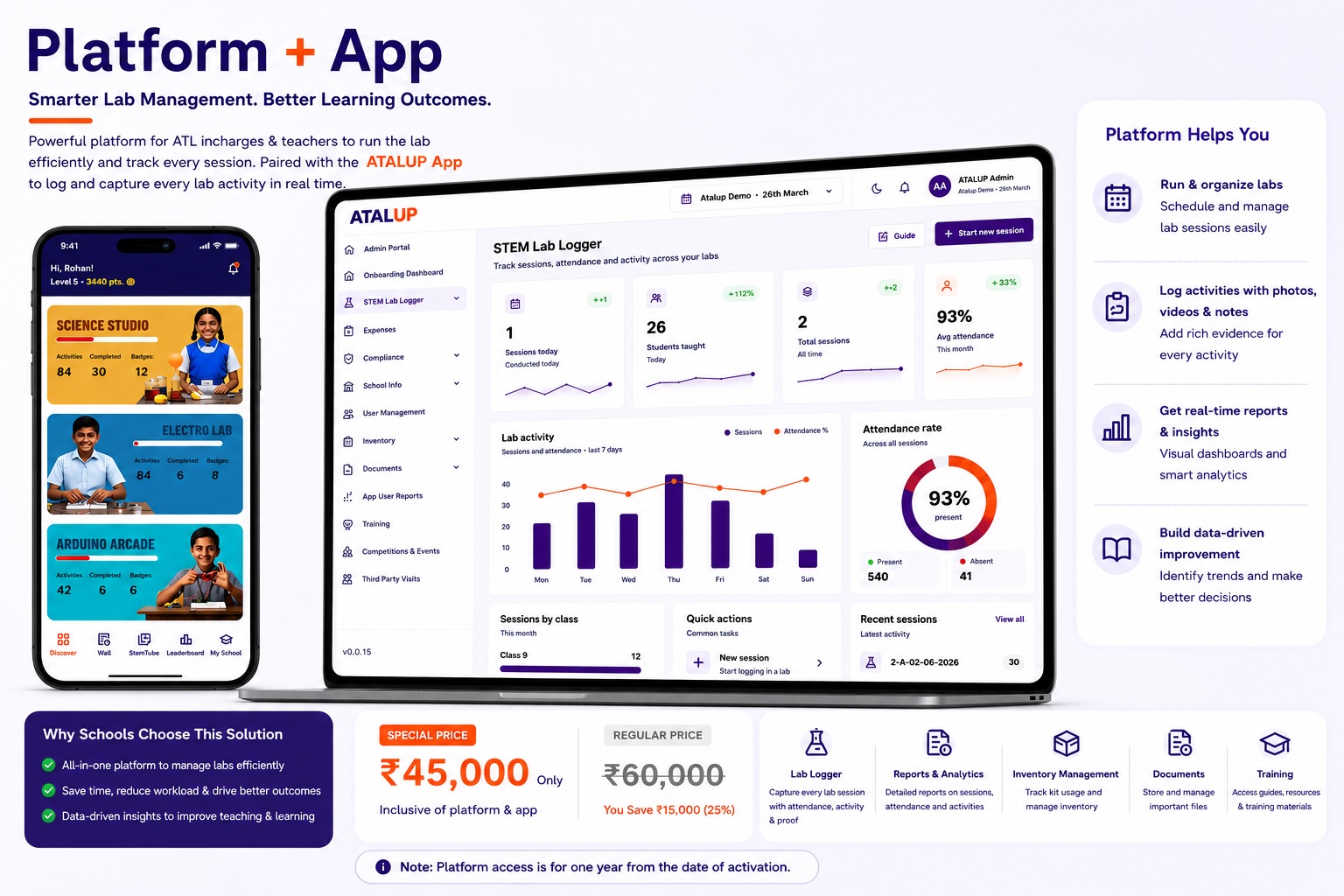 ATALUP Platform + App package and pricing